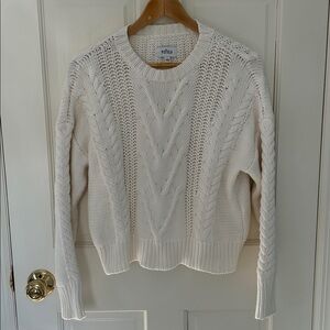 Pistola Soft White Cable 100% Cotton Knit Sweater Like New, sz s